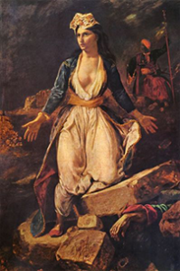 Eugene Delacroix's painting of Greece Expiring on the Ruins of Missolonghi