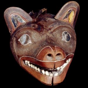 Wooden wolf headdress from Northwest Coast Peoples