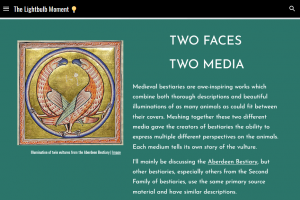 Screenshot of student's webpage with medieval illumination of vultures
