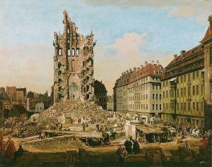 Bellotto's painting of the ruins of the Church of the Holy Cross, Dresden