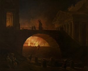 Hubert Robert's painting of Rome burning