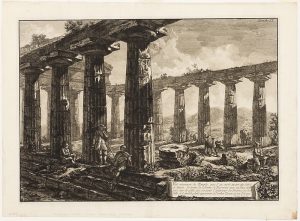 Piranesi's etching of the interior of a temple at Paestum