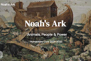 Screenshot of student website homepage with animal-filled image of Noah's ark