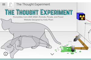 Screenshot of student website homepage featuring a diagram of a cat dead and alive